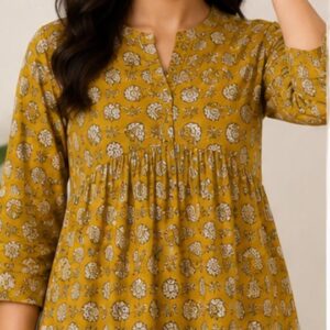 Traditional Sanganeri Block Print Normal Cotton Kurti for Women