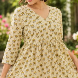 100% Cotton Jaipuri Handblock Print Kurti