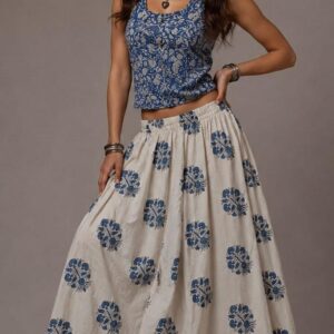 Handcrafted Cotton Top & Skirt Set for Women